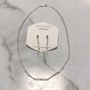 Paper clip style necklace and earrings set